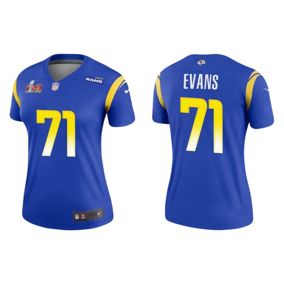 Women's Super Bowl LVI Bobby Evans Rams Royal Legend Jersey