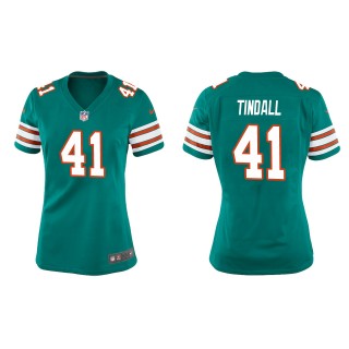 Women's Dolphins Channing Tindall Aqua 2022 NFL Draft Throwback Game Jersey