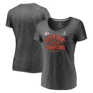 Women's Chiefs Charcoal Super Bowl LVIII Champions Under the Lights V-Neck T-Shirt
