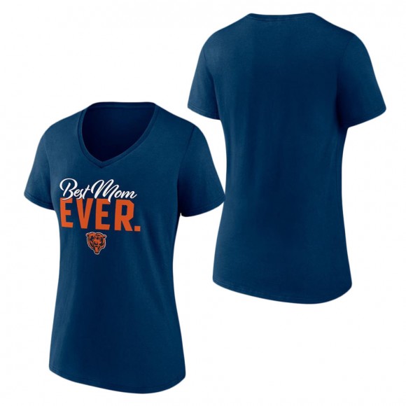 Women's Chicago Bears Fanatics Branded Navy Best Mom Ever V-Neck T-Shirt