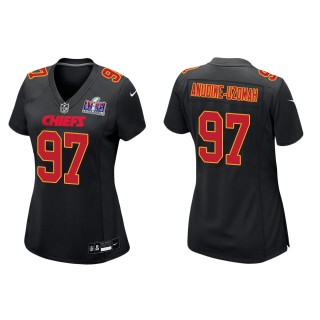 Women's Chiefs Felix Anudike-Uzomah Black Super Bowl LVIII Carbon Fashion Game Jersey