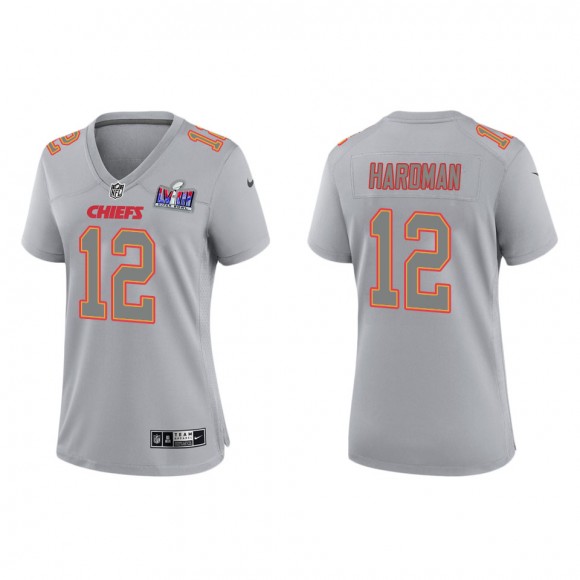 Women's Chiefs Mecole Hardman Gray Super Bowl LVIII Atmosphere Fashion Game Jersey