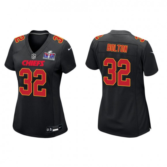 Women's Chiefs Nick Bolton Black Super Bowl LVIII Carbon Fashion Game Jersey