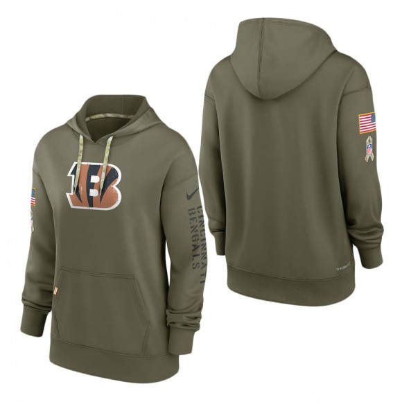 Women's Cincinnati Bengals Olive 2022 Salute To Service Performance Pullover Hoodie