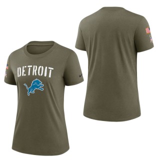 Women's Detroit Lions Olive 2022 Salute To Service Legend T-Shirt