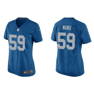 Women's Lions Giovanni Manu Blue Throwback Game Jersey