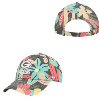 Women's Green Bay Packers Charcoal Plumeria Clean Up Adjustable Hat