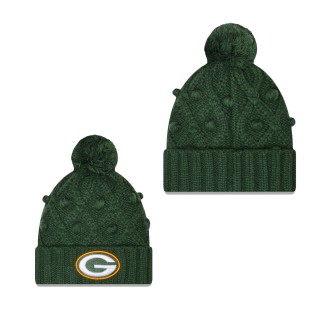 Women's Green Bay Packers Green Toasty Cuffed Knit Hat with Pom