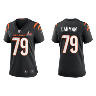 Women's Super Bowl LVI Jackson Carman Bengals Black Game Jersey