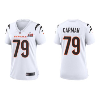 Women's Super Bowl LVI Jackson Carman Bengals White Game Jersey