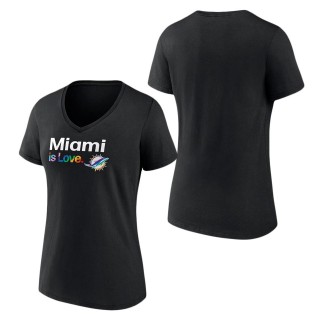 Women's Miami Dolphins Fanatics Branded Black City Pride Team V-Neck T-Shirt