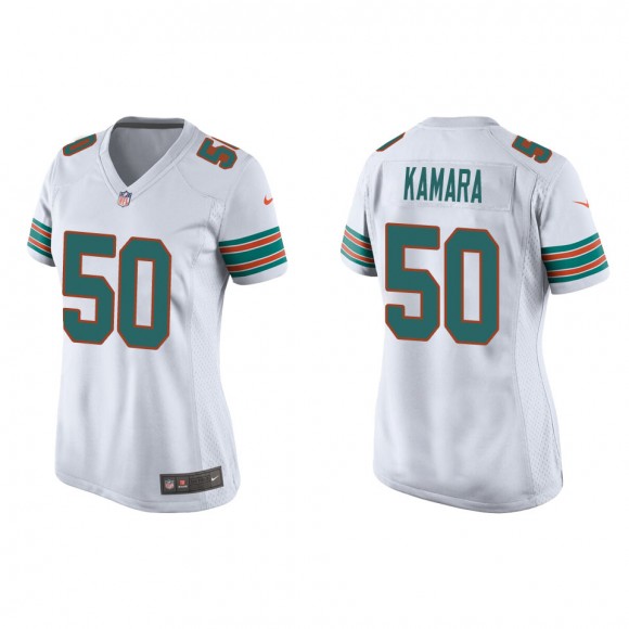 Women's Dolphins Mohamed Kamara White Throwback Game Jersey