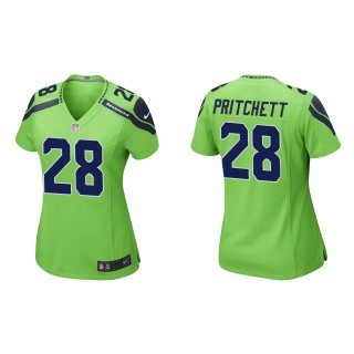 Women's Seahawks Nehemiah Pritchett Neon Green Game Jersey