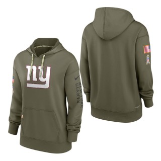 Women's New York Giants Olive 2022 Salute To Service Performance Pullover Hoodie