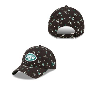 Women's New York Jets Black Floral 9TWENTY Adjustable Hat