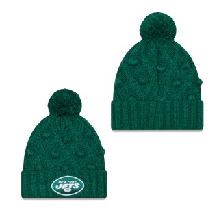 Women's New York Jets Green Toasty Cuffed Knit Hat with Pom
