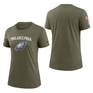 Women's Philadelphia Eagles Olive 2022 Salute To Service Legend T-Shirt