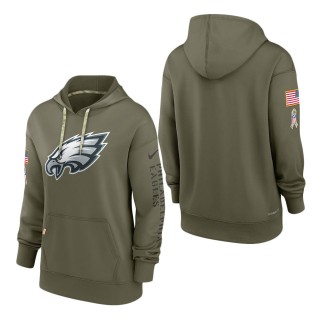 Women's Philadelphia Eagles Olive 2022 Salute To Service Performance Pullover Hoodie