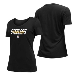 Women's Pittsburgh Steelers Black 2022 NFL Draft V-Neck T-Shirt