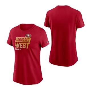 Women's San Francisco 49ers Nike Scarlet 2022 NFC West Division Champions Locker Room Trophy Collection T-Shirt