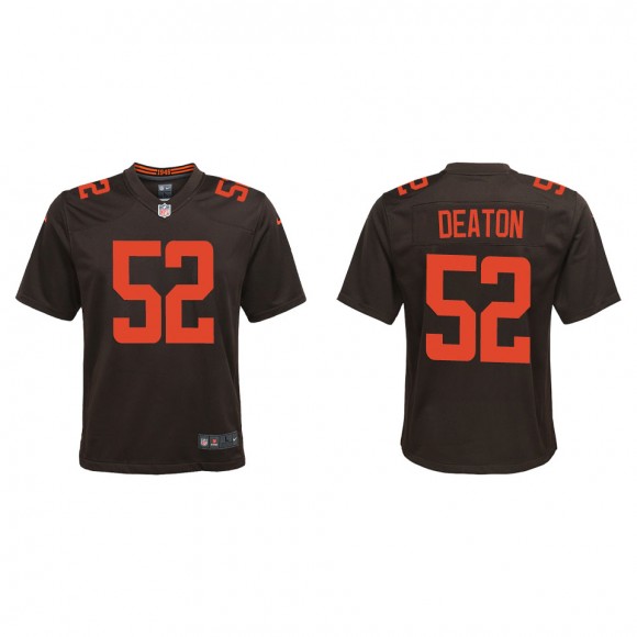 Youth Browns Dawson Deaton Brown Alternate Game Jersey