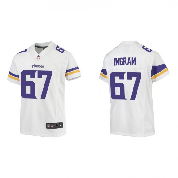 Youth Vikings Ed Ingram White Game Jersey