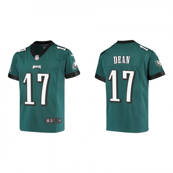 Youth Eagles Nakobe Dean Midnight Green Game Jersey