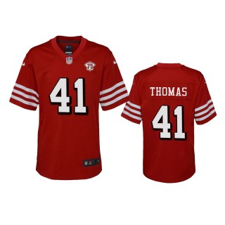 Youth 49ers Ambry Thomas Scarlet 75th Anniversary Alternate Game Jersey