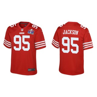 Youth 49ers Drake Jackson Scarlet Super Bowl LVIII Game Jersey