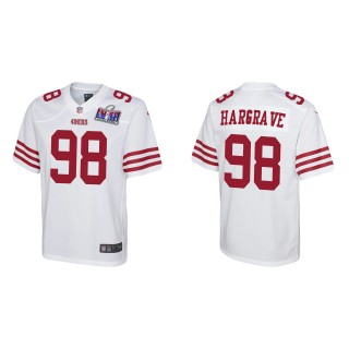 Youth 49ers Javon Hargrave White Super Bowl LVIII Game Jersey