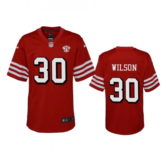 Youth 49ers Jeff Wilson Scarlet 75th Anniversary Alternate Game Jersey