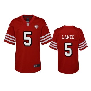 Youth 49ers Trey Lance Scarlet 75th Anniversary Alternate Game Jersey