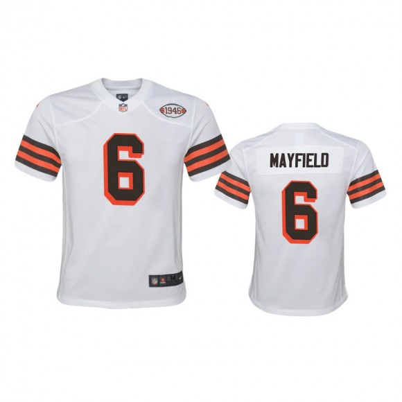 Youth Cleveland Browns Baker Mayfield White 1946 Collection Alternate Game Jersey