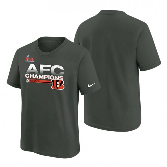 Youth Cincinnati Bengals Anthracite 2021 AFC Champions Locker Room Trophy Collection T-Shirt