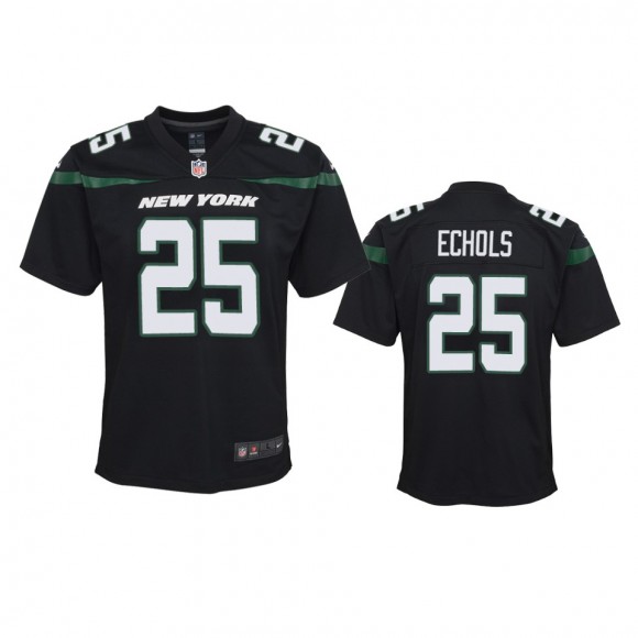 Youth Jets Brandin Echols Black Game Jersey