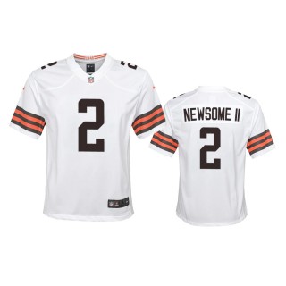 Youth Browns Greg Newsome II White Game Jersey