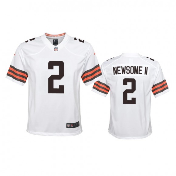 Youth Browns Greg Newsome II White Game Jersey
