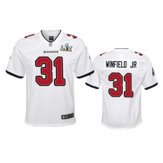 Youth Buccaneers Antoine Winfield Jr. White Super Bowl LV Game Jersey
