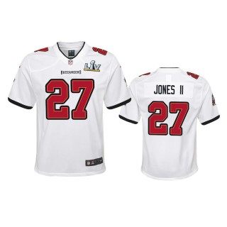 Youth Buccaneers Ronald Jones II White Super Bowl LV Game Jersey