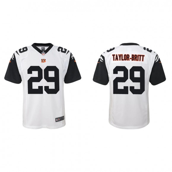 Youth Cam Taylor-Britt Cincinnati Bengals White Alternate Game Jersey