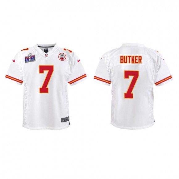 Youth Chiefs Harrison Butker White Super Bowl LVIII Game Jersey