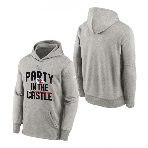 Youth Kansas City Chiefs Heather Gray Super Bowl LVII Champions Parade Pullover Hoodie