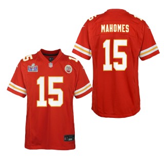 Youth Kansas City Chiefs Patrick Mahomes Red Super Bowl LVIII Patch Game Jersey