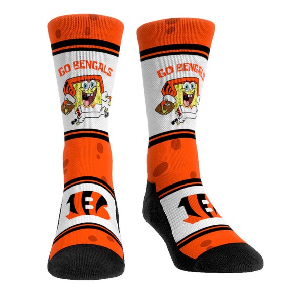 Youth Cincinnati Bengals NFL x Nickelodeon Spongebob Squarepants Team Up Crew Socks