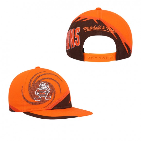 Youth Cleveland Browns Mitchell & Ness Orange Brown Spiral Snapback Hat