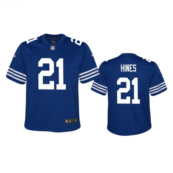 Youth Colts Nyheim Hines Royal Alternate Game Jersey