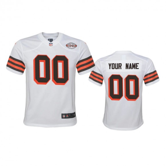 Youth Cleveland Browns Custom White 1946 Collection Alternate Game Jersey