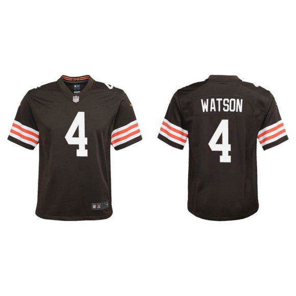 Youth Browns Deshaun Watson Brown Game Jersey