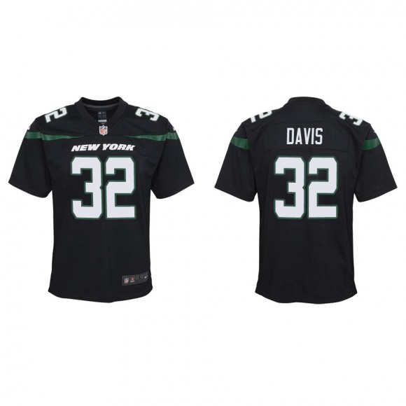 Youth Jets Isaiah Davis Black Game Jersey