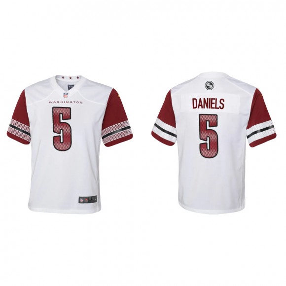 Youth Commanders Jayden Daniels White Game Jersey